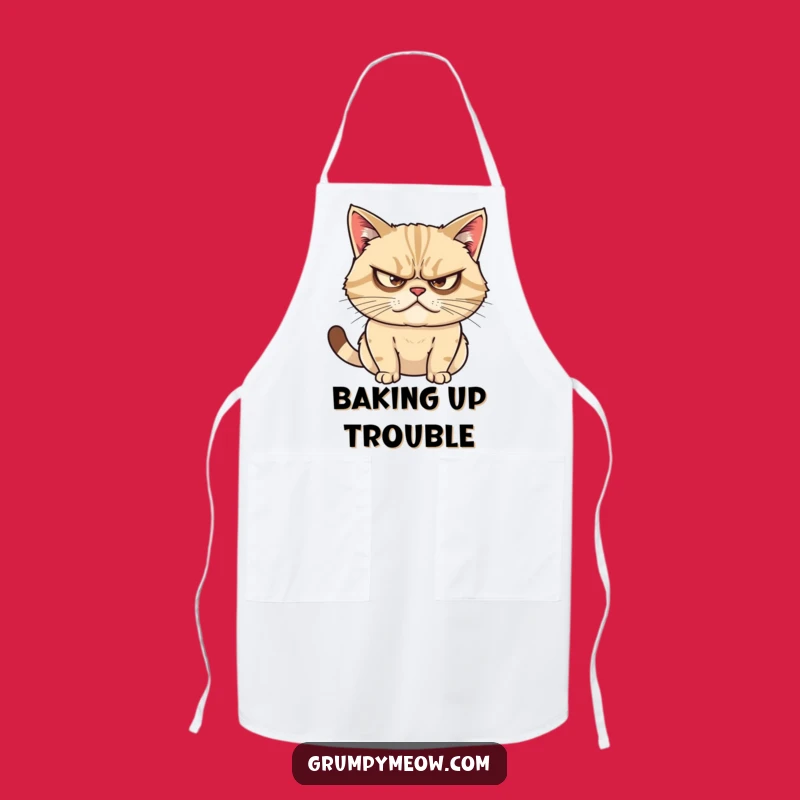 Funny Grumpy Cat Apron - Cook Up Trouble In The Kitchen