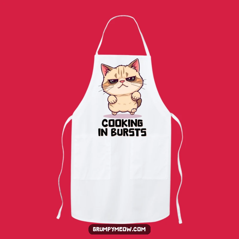 Funny Grumpy Cat Energy Burst Apron: Cook with Unexpected Zest