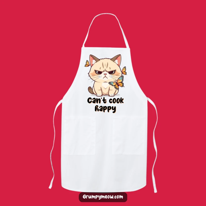 Funny Grumpy Cat Butterfly Skeptic Apron: Cook with Contemplative Sass