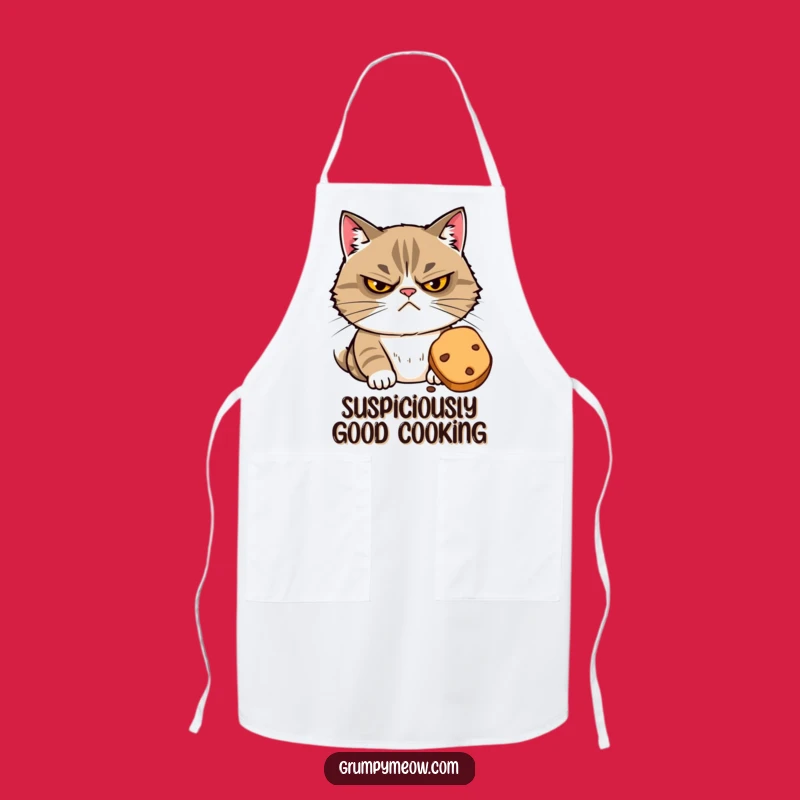 Funny Grumpy Cat Treat Apron - Cook with Suspicion! Hilarious Funny Gift!