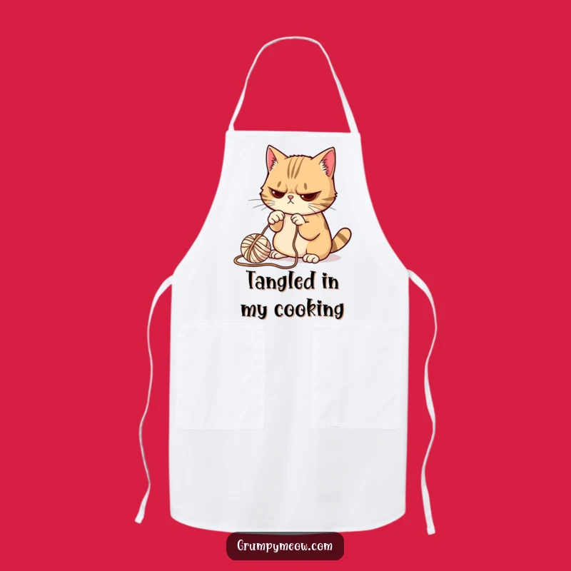 Funny Grumpy Cat Yarn Apron: Cook with Reluctant Flair
