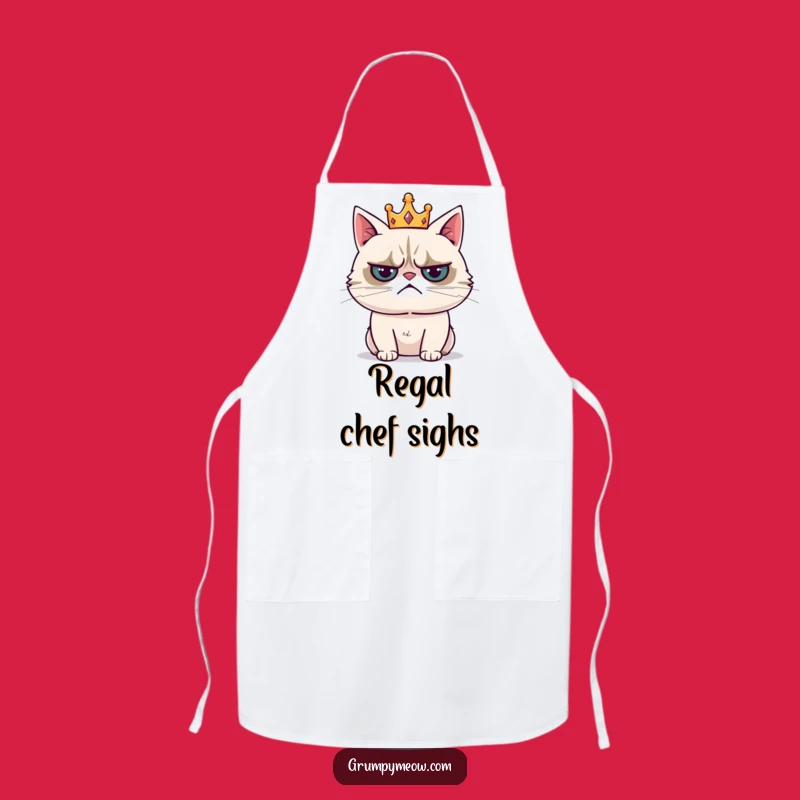 Funny Grumpy Cat Crown Apron - Rule the Kitchen with Resignation! Hilarious Funny Gift!