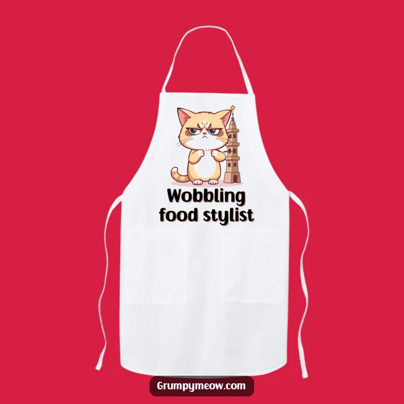 Funny Grumpy Cat Judging Tower Apron: Cook with Critical Flair, Great Gift