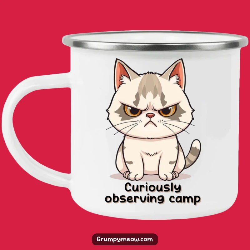 Funny Grumpy Cat Tail Camping Mug: Curiosity Meets the Great Outdoors