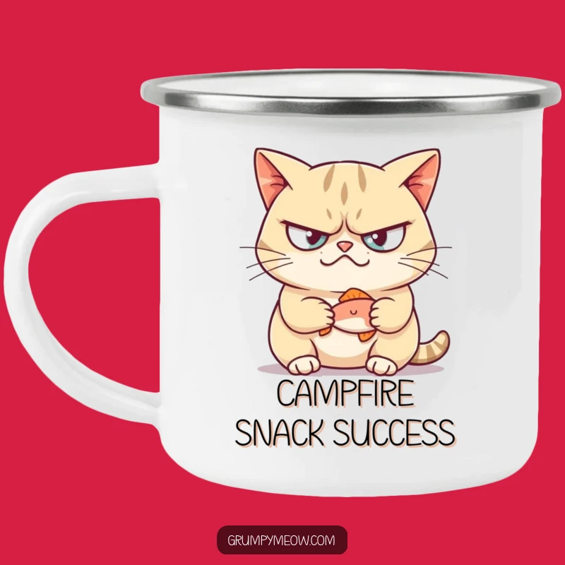 Durable Funny Grumpy Cat Fish Smirk Camping Mug - Sip Your Sass Outdoors