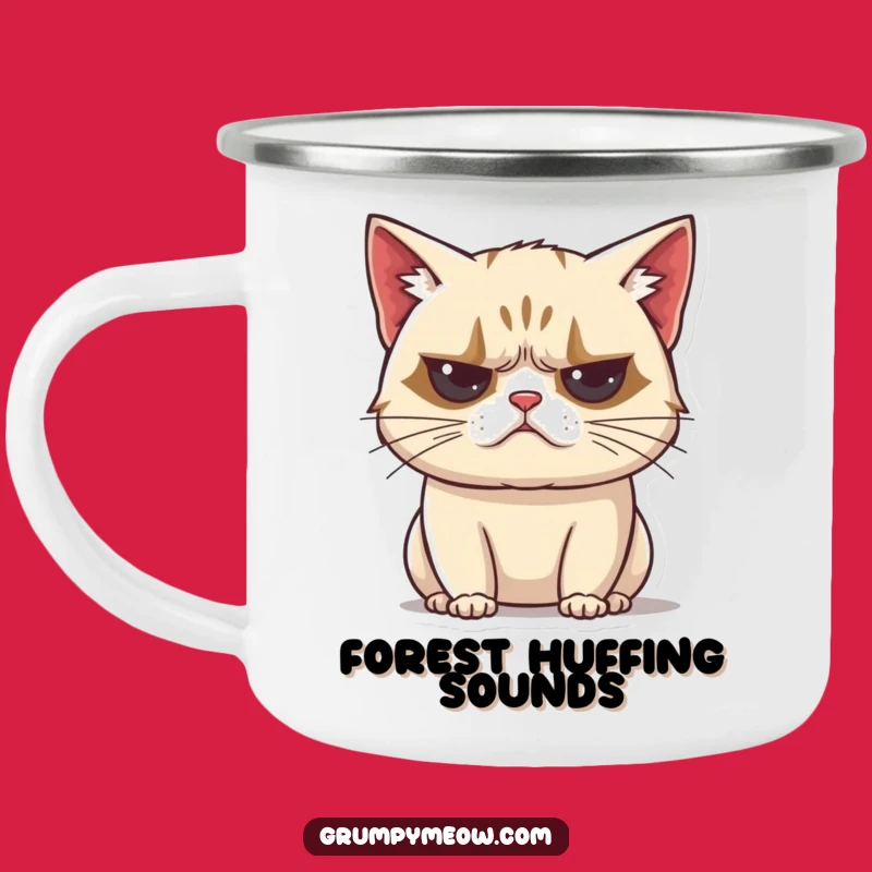 Funny Grumpy Cat Huff Camping Mug: Coffee with Feline Exasperation!