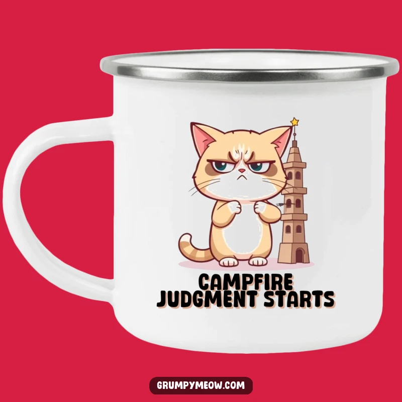 Grumpy Cat Judging Tower Camping Mug: Critical Adventures, Perfect Gift