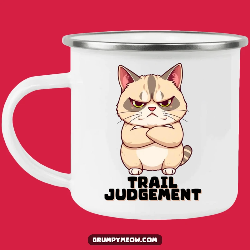 Funny Grumpy Cat Crossed Arms Camping Mug - Unimpressed Outdoor Humor Gift