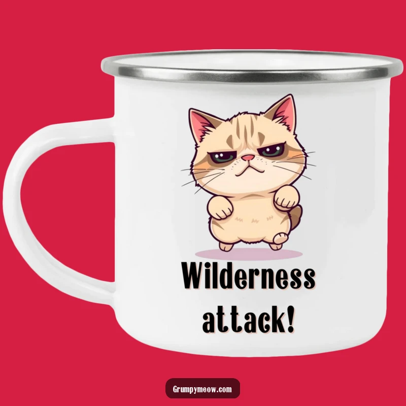 Funny Grumpy Cat Energy Burst Camping Mug: Adventure with Spontaneous Spirit
