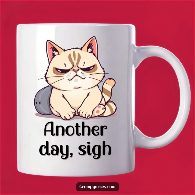 Funny Grumpy Cat Sigh Mug - Relatable Stress Relief Gift for Cat Lovers