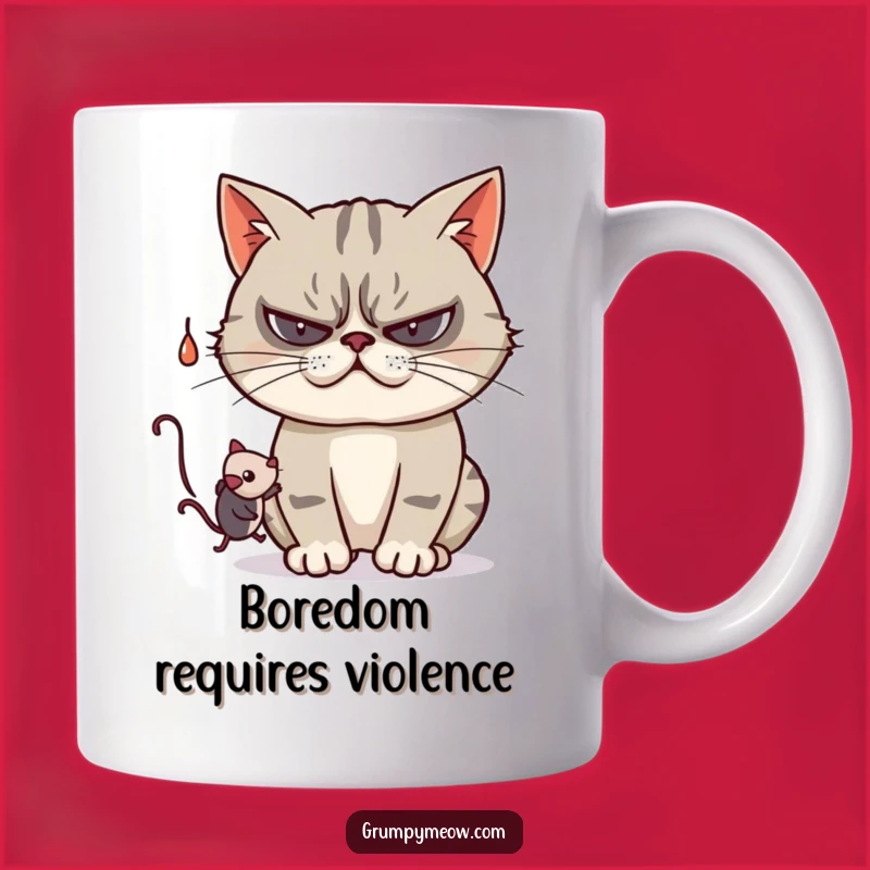 Funny Grumpy Cat Toy Mouse Mug - Playful Suspicion for Your Morning Brew! Funny Gift!