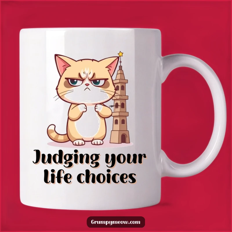 Grumpy Cat Judging Tower Mug: Sarcastic Humor & Perfect Funny Gift for Critics