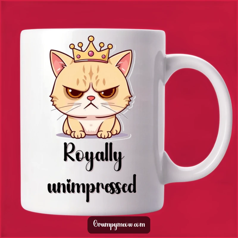 Funny Grumpy Cat Crown Mug - Annoyed Royalty Humor Gift