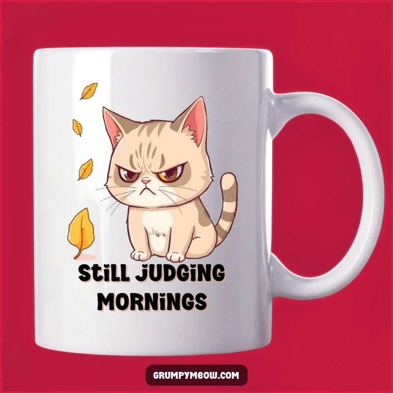 Funny Grumpy Cat Leaf Mug: Intrigue Meets Autumn, Perfect Gift for Cat Lovers
