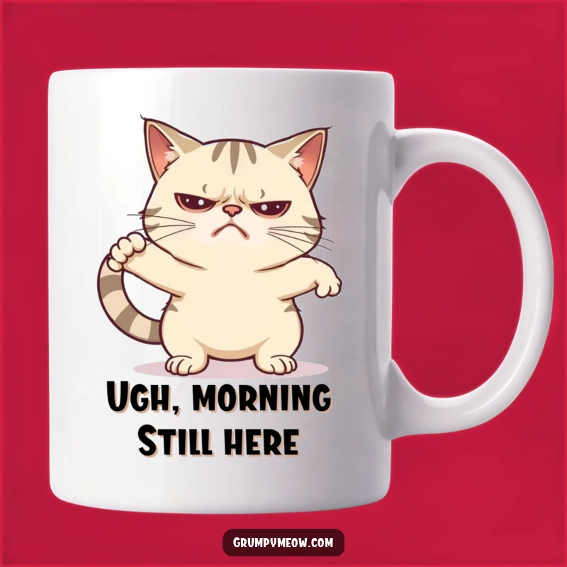 Funny Grumpy Cat Unenthusiastic Stretch Mug - Perfect Morning Gift for Cat Lovers