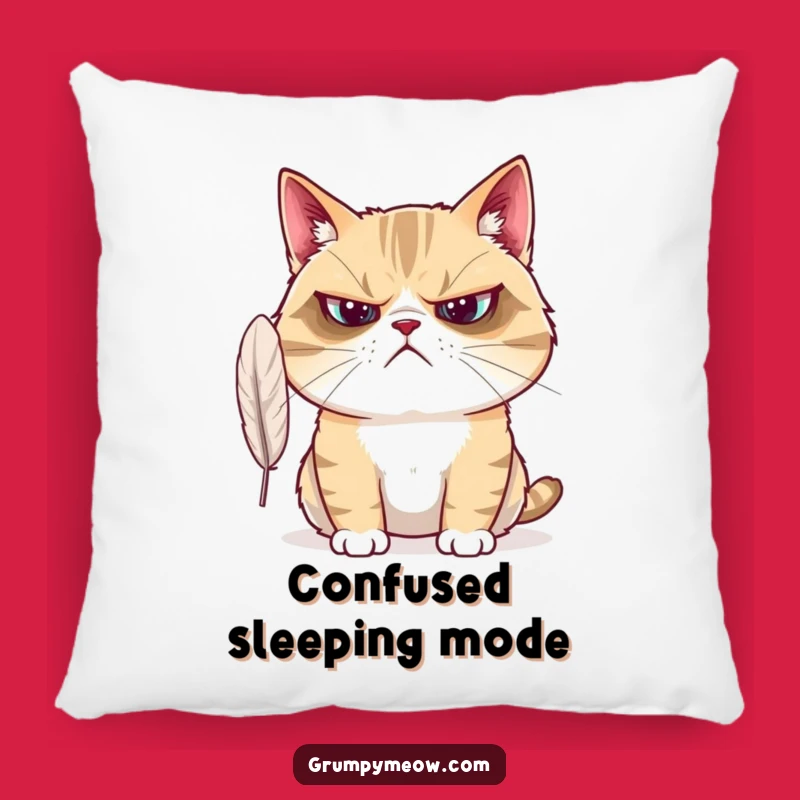 Funny Grumpy Cat Pillow - Cozy Bewilderment, Hilarious Funny Gift Accent