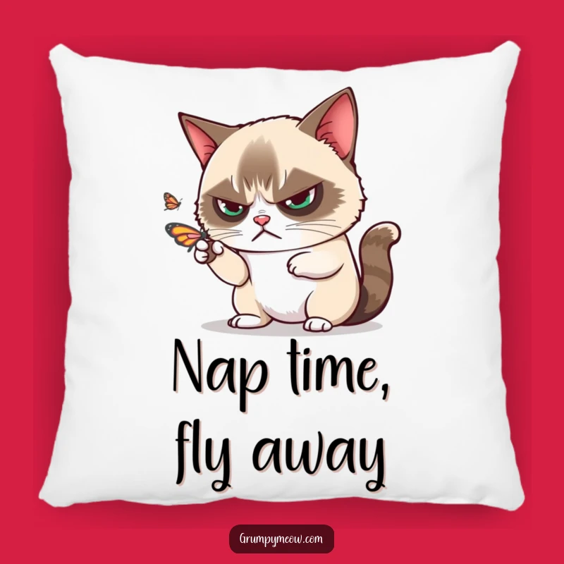 Cozy Funny Grumpy Cat Butterfly Pillow, Comfort with a Swat - Perfect Funny Gift