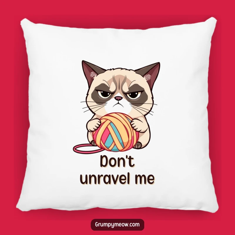 Cozy Funny Grumpy Cat Yarn Pillow, Comfort with a Critical Eye - Perfect Funny Gift