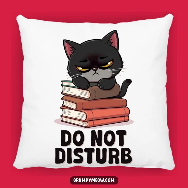Cozy Funny Scowling Cat Book Pillow - Humorous Accent Gift