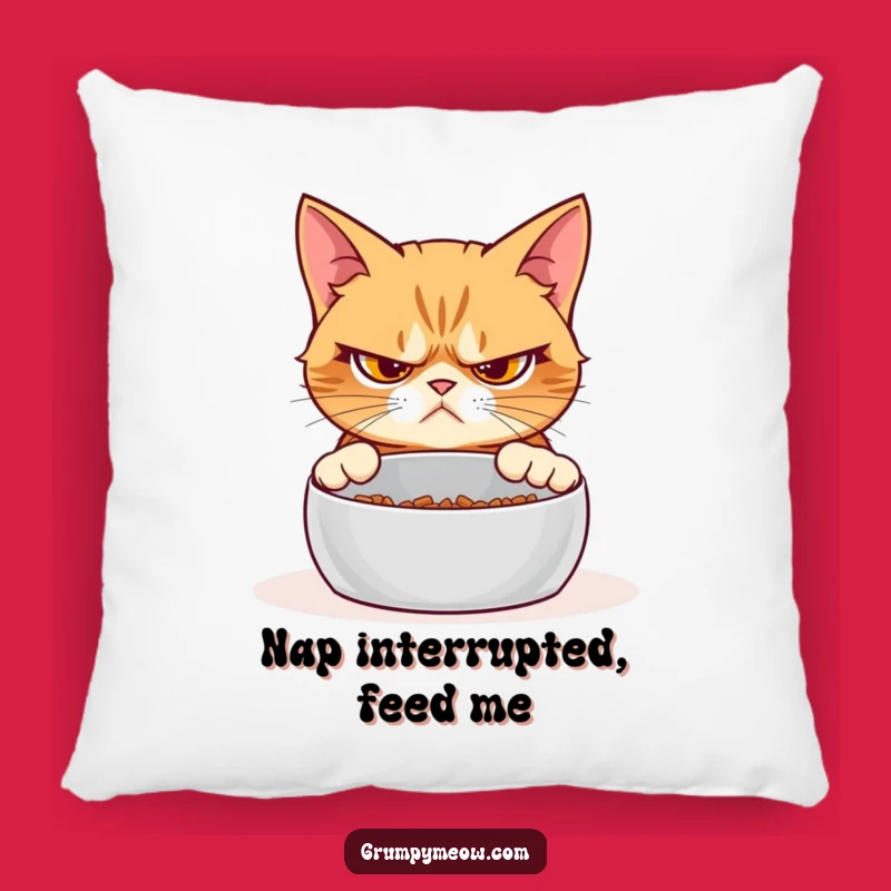 Funny Grumpy Cat Empty Bowl Pillow: Comfy Cuddles with a Side of Sass!