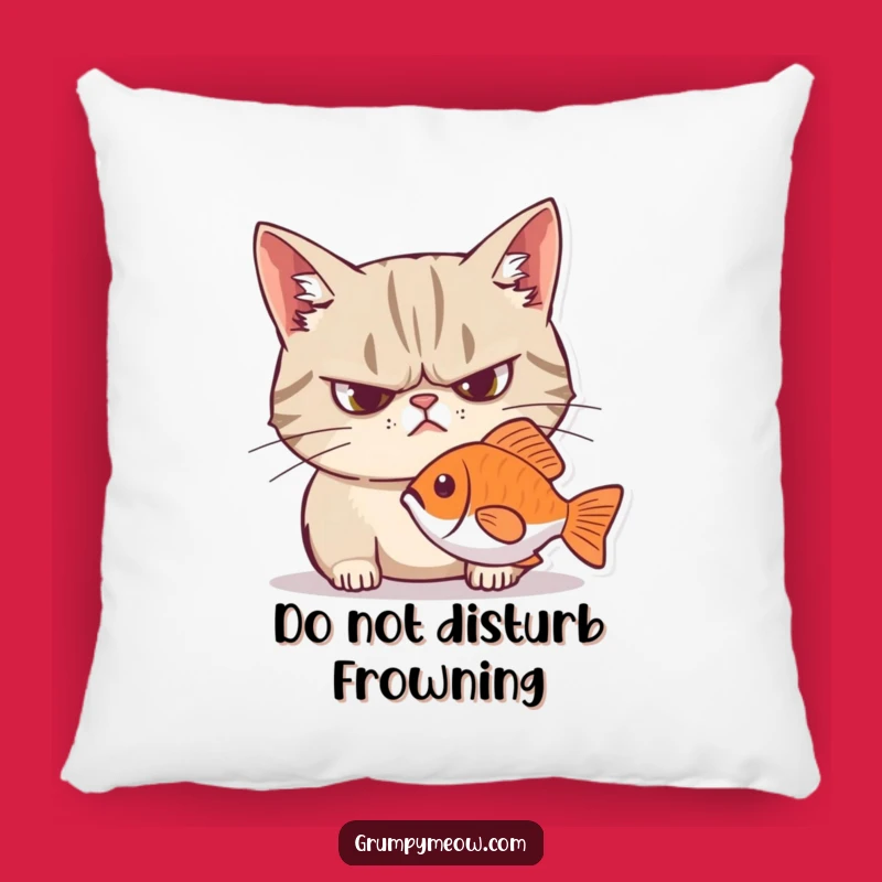 Funny Grumpy Cat Intense Fish Stare Pillow - Comfy & Hilarious Home Decor