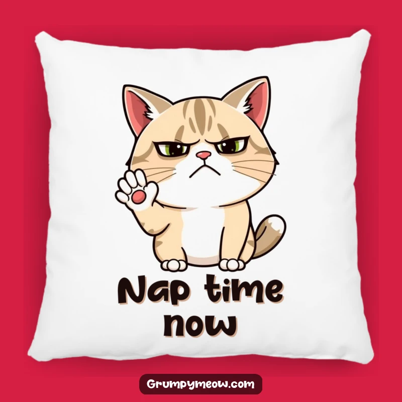 Funny Grumpy Cat Wave Pillow: Cozy Comfort for the Unenthusiastic