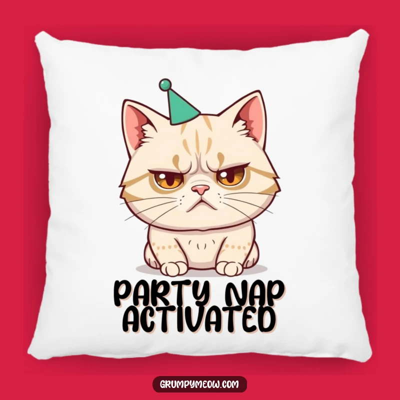 Cozy Funny Cat Party Hat Pillow - Humorous Accent Gift