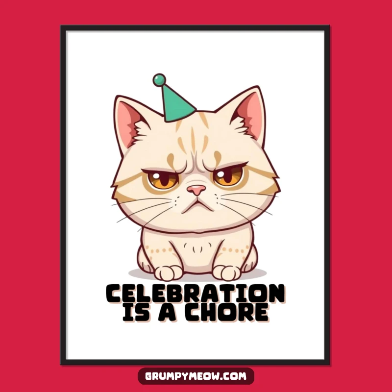 Funny Cat Party Hat Digital Art - Instant Humorous Gift