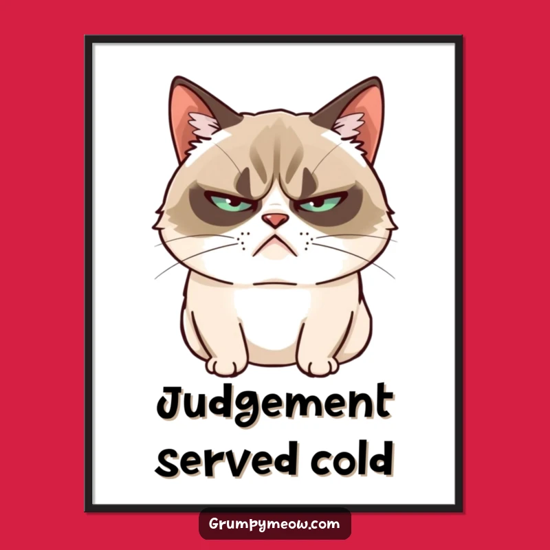 Funny Grumpy Cat Digital Art - Unimpressed Blink, Instant Funny Gift Decor