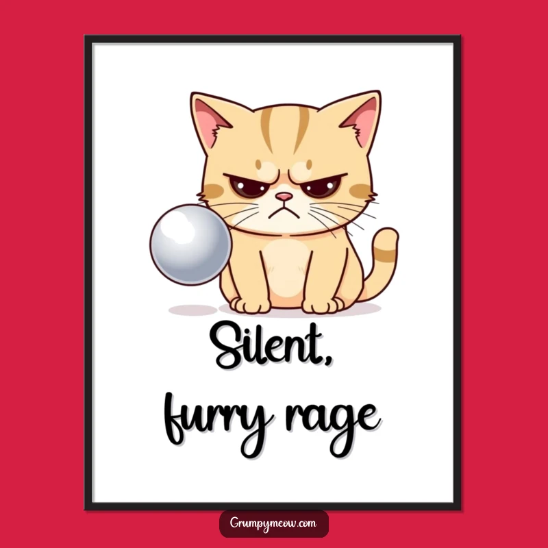 Funny Grumpy Cat Disapproving Ball Digital Art - Humorous Instant Gift