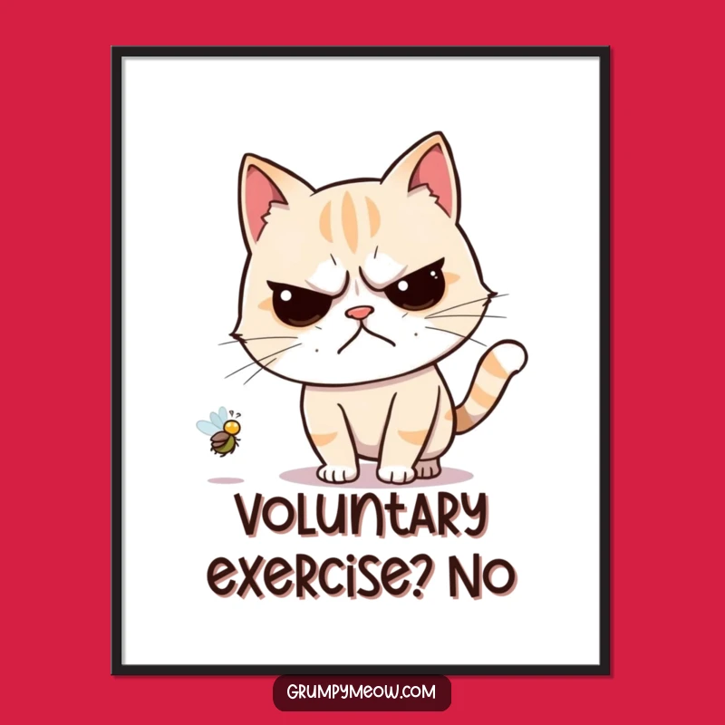 Funny Grumpy Cat Fly Chase Digital Art - Instant Humorous Gift