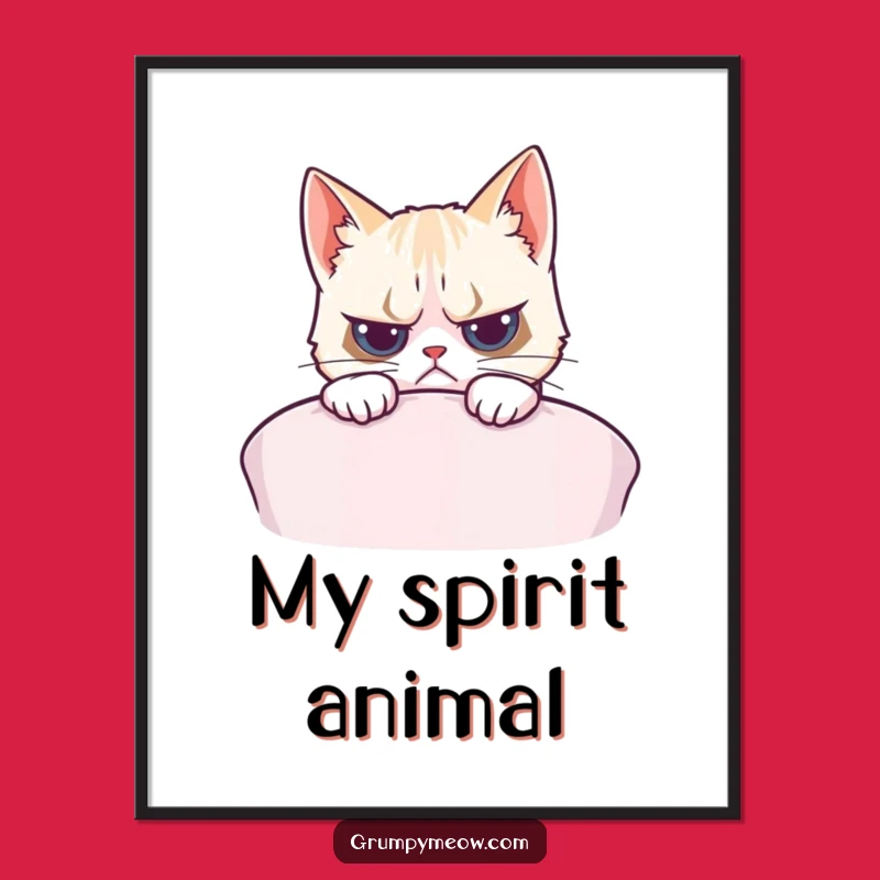 Funny Grumpy Cat Cushion Peek Digital Art - Instant Hilarious Decor Gift