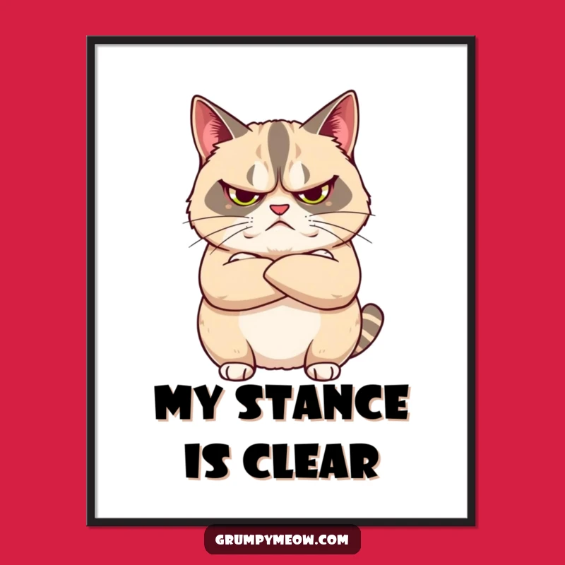 Funny Grumpy Cat Crossed Arms Digital Print - Instant Unimpressed Wall Art Gift