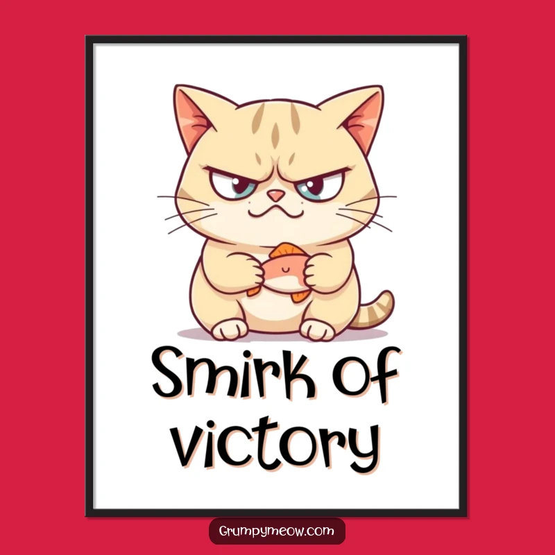 Funny Grumpy Cat Fish Smirk Digital Art - Instant Wall Decor with Attitude