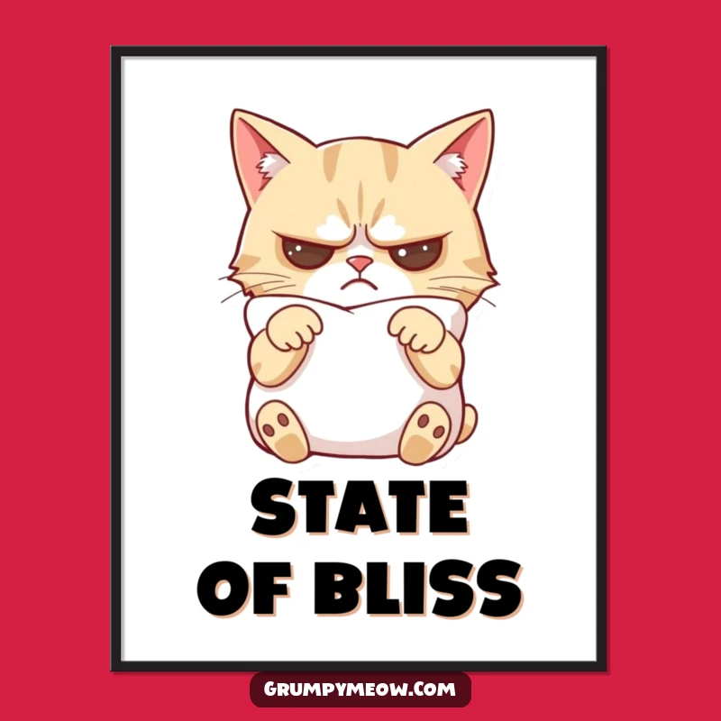 Funny Grumpy Cat Pillow Comfort Digital Art - Instant Download of Feline Peace