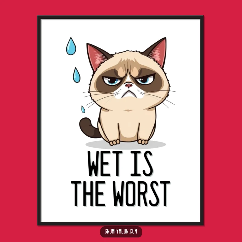 Funny Grumpy Cat Rain Digital Art, Instant Annoyed Decor - A Great Funny Gift