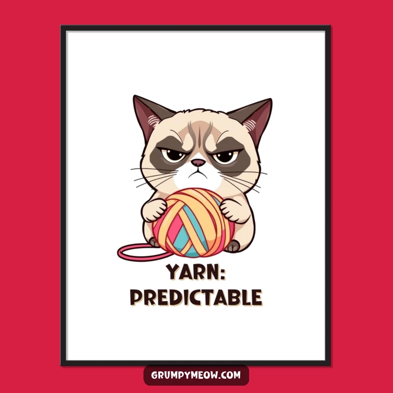 Funny Grumpy Cat Yarn Digital Art, Instant Judgmental Decor - A Great Funny Gift