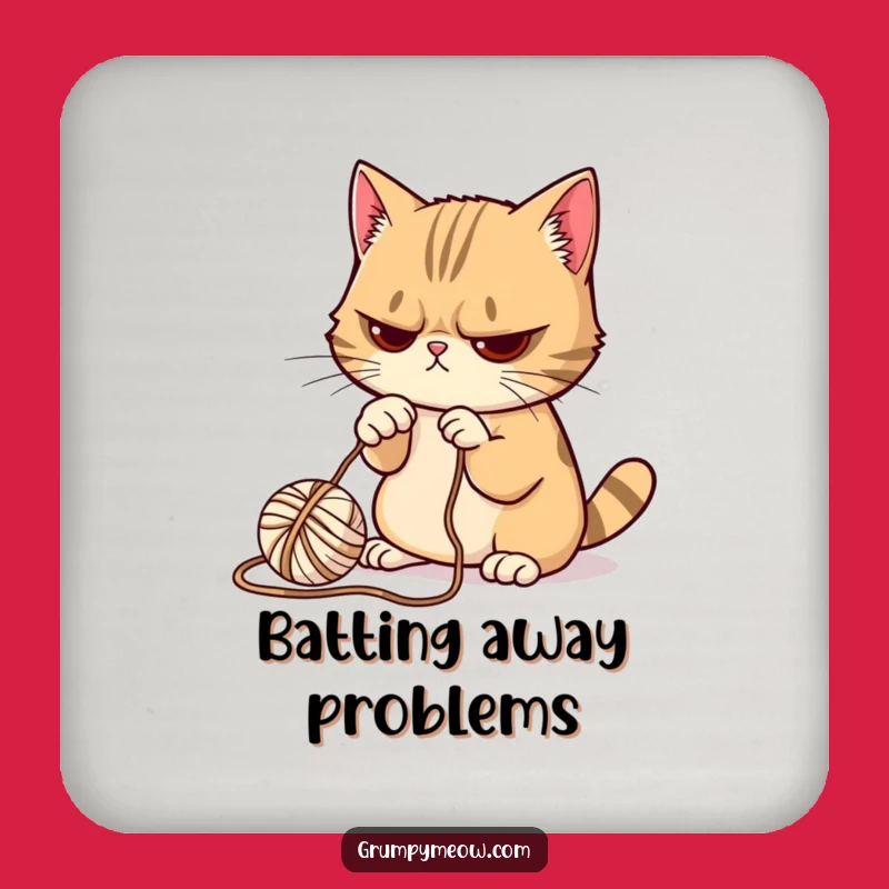 Funny Grumpy Cat Yarn Drink Coaster: Protect Surfaces with Reluctant Charm