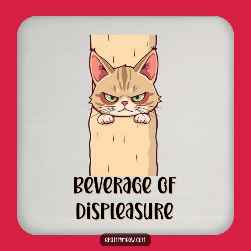 Funny Grumpy Cat Suspicious Coaster - Protect Your Table with Judgment! Funny Gift!