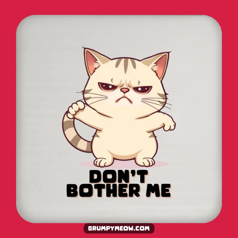 Funny Grumpy Cat Unenthusiastic Stretch Coaster - Protect Surfaces from Grumpy Paws