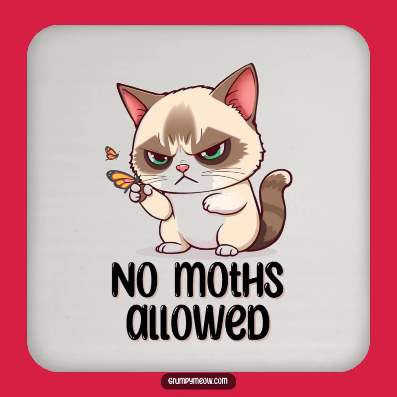 Funny Grumpy Cat Butterfly Drink Coaster, Protect Surfaces from Fluttering Foes - Perfect Funny Gift