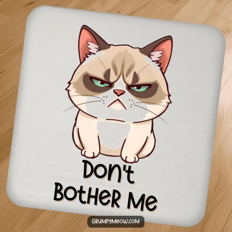 Funny Grumpy Cat Coaster: A grumpy cat slowly blinks with an unimpressed gaze, protecting surfaces with sarcastic charm.