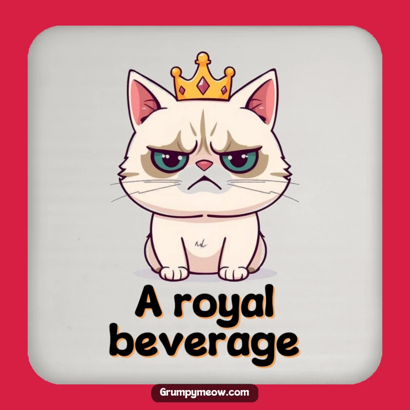 Funny Grumpy Cat Crown Coaster - Protect Your Surfaces Royally! Funny Gift!