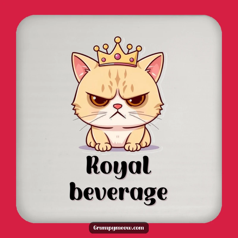 Funny Grumpy Cat Crown Coasters - Royal Annoyance Protection & Humor Gift