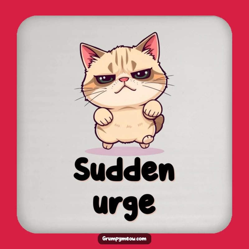 Funny Grumpy Cat Energy Burst Coaster: Protect Surfaces with Spontaneity