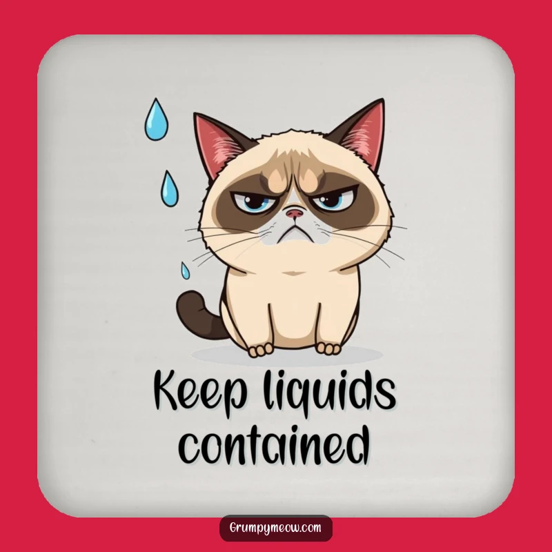 Funny Grumpy Cat Rain Drink Coaster, Protect Surfaces from Puddles - Perfect Funny Gift