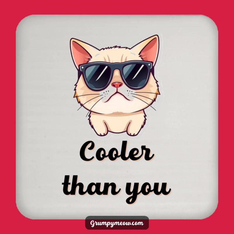 Funny Grumpy Cat Sunglasses Coaster - Protect Surfaces with Style