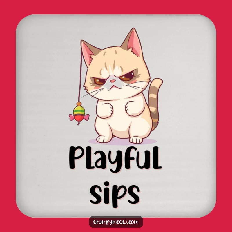 Funny Grumpy Cat Toy Batting Coasters - Disdainful Protection & Humor Gift