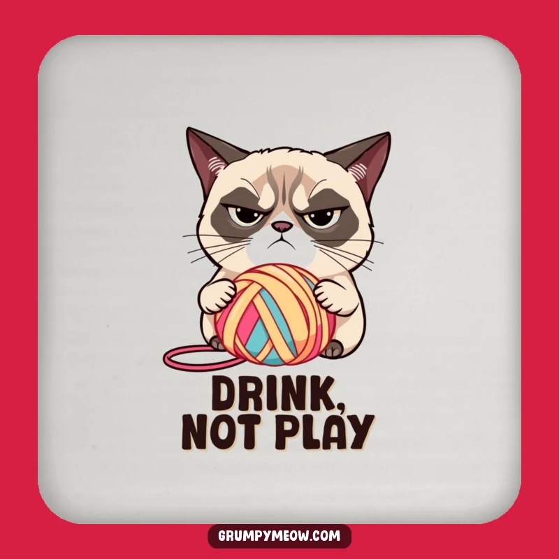 Funny Grumpy Cat Yarn Drink Coaster, Protect Surfaces from Questionable Crafts - Perfect Funny Gift