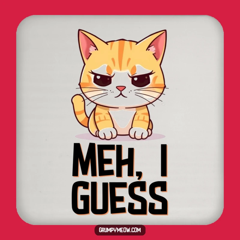 Funny Unimpressed Cat Coaster: Protect Surfaces from Critical Feline Stares